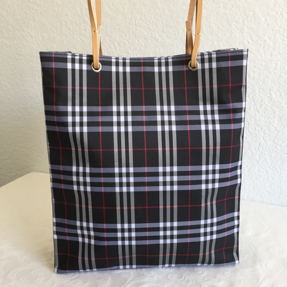 Burberry check nylon tote bag